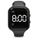 Vibrating Alarm Watch Waterproof Wake Up Watch Silent Medical Reminder Watch - with Timer and 15 Daily Alarms (Black)