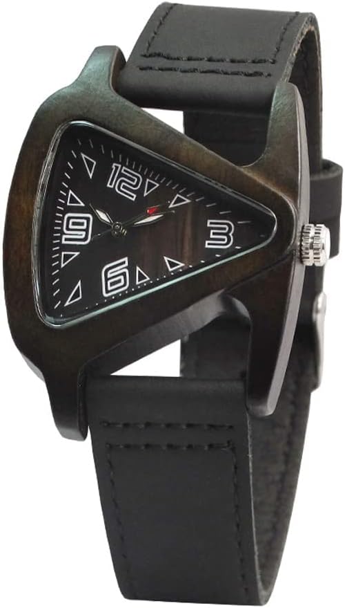 Watch with Leather Strap Quartz  Red Wooden Watches