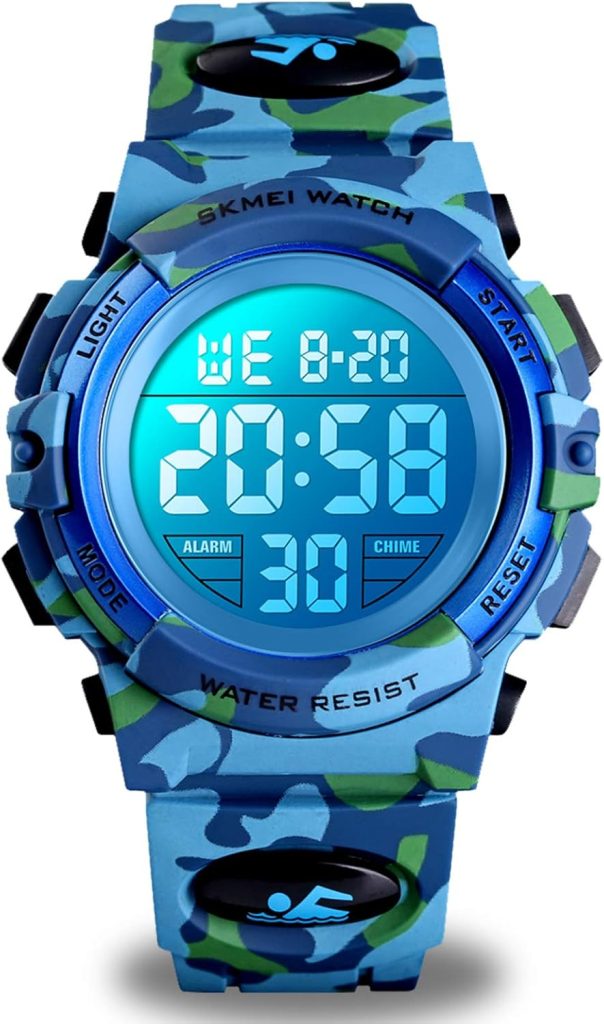 Sports Watch , Boy Waterproof Casual Electronic Quartz 7 Colorful Led Watches
