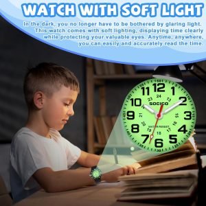 SOCICO Kids Analog Watch with Light for Boys Girls Waterproof Time Teaching Watch with Soft Band Learning Time Wrist Watch Easy to Read for Children Great Gifts - Image 3