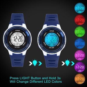 Easy to Read,7 Color Lights,Time Teaching Watch for Boys,Soft Band Wrist Watch for Girls Boys - Image 3